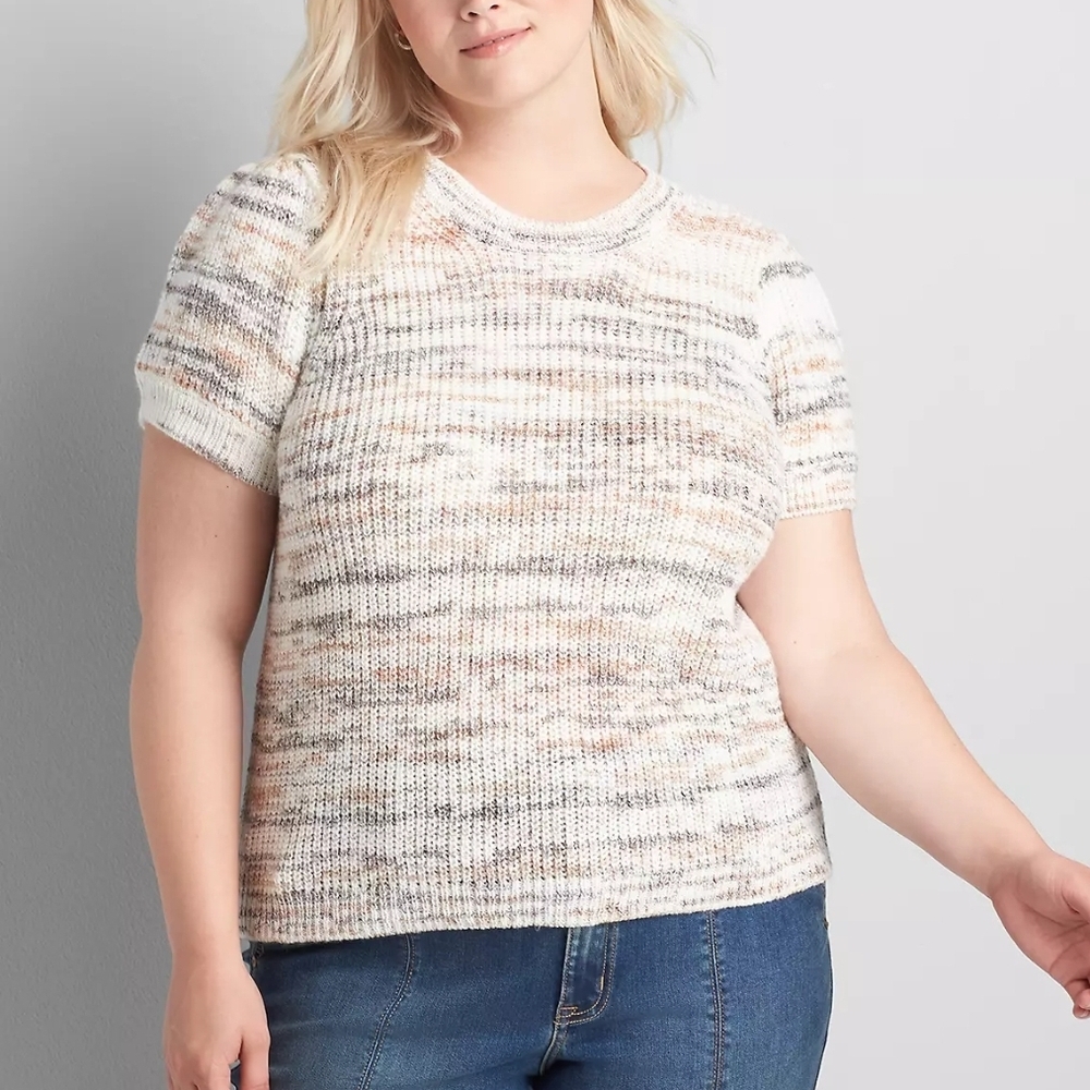 Lane Bryant Cream Tan & Grey Knit Sweater - Sz 22/24